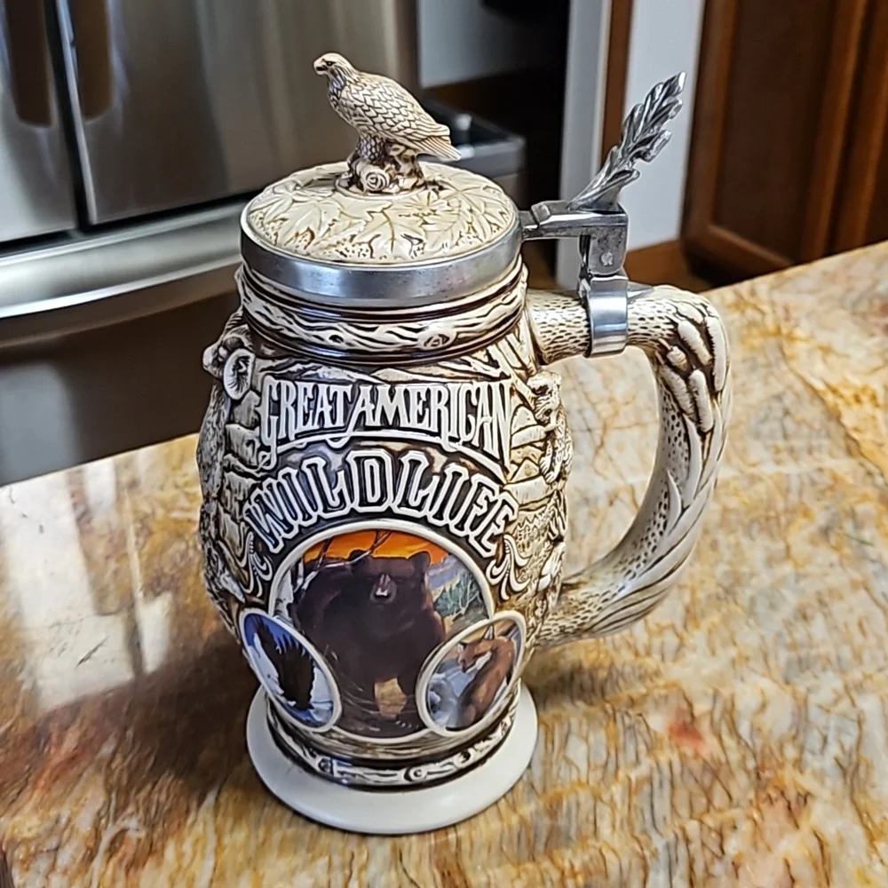 AVON 3D Lidded Tribute to American Wildlife Beer Stein Mug Cup